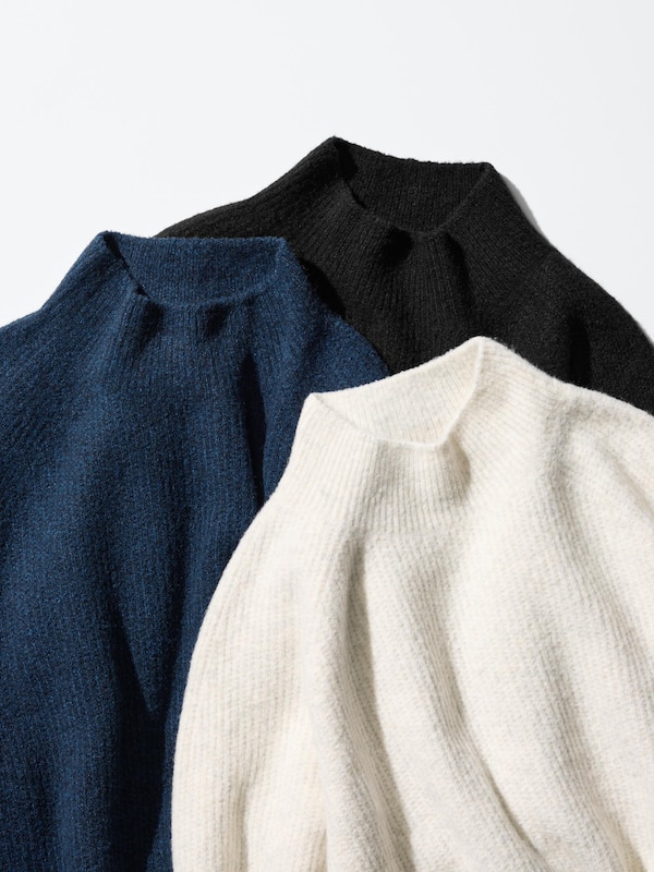 3Dスフレヤーンモックネックセーター