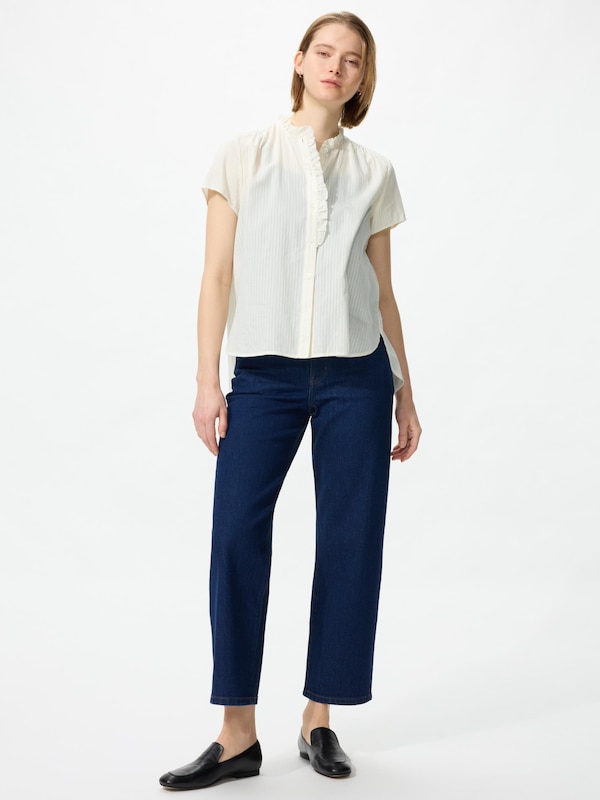 ストライプコットンフリルシャツ