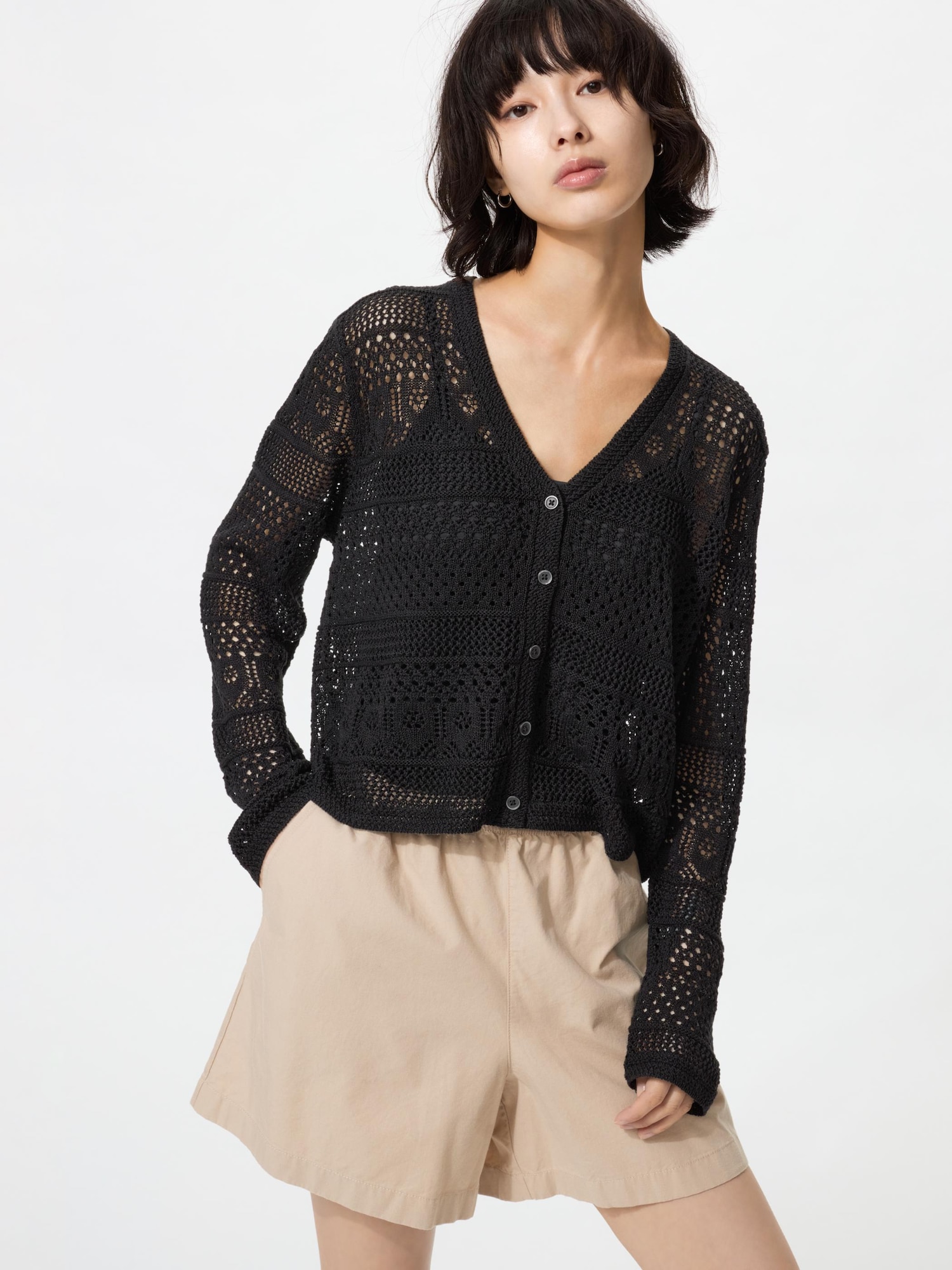 ユニクロ公式 | クロシェVネックカーディガン