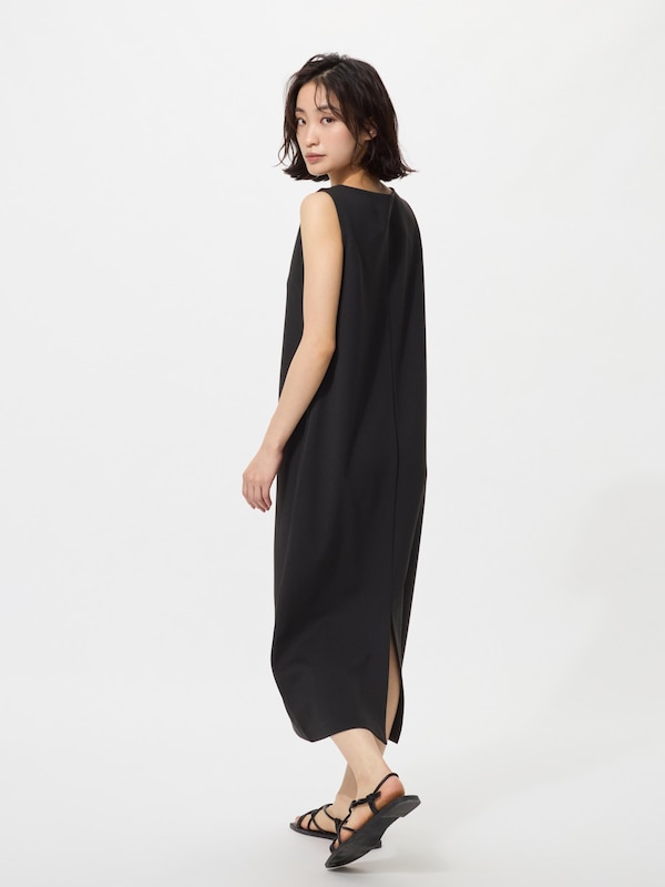 クレープジャージ  ー ワンピース ノースリーブ/丈短め