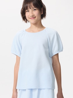 GIRLS パフスリーブTシャツ/シアサッカー