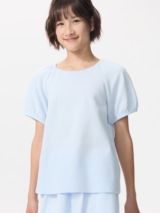 GIRLS パフスリーブTシャツ/シアサッカー