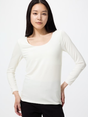 ヒートテックUネックブラTシャツ/8分袖