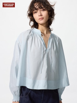 コットンボリュームプリントブラウス