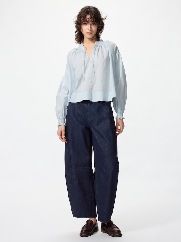 コットンボリュームプリントブラウス