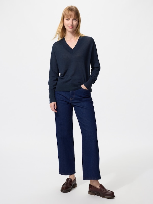 メリノシルクVネックセーター