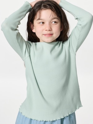 GIRLS リブクルーネックTシャツ