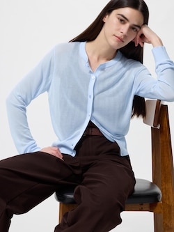 シアークルーネックショートカーディガン