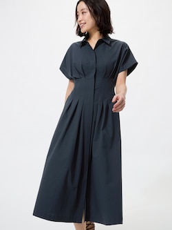 シアサッカーシャツワンピース/丈短め