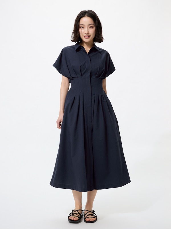 シアサッカーシャツワンピース/丈短め