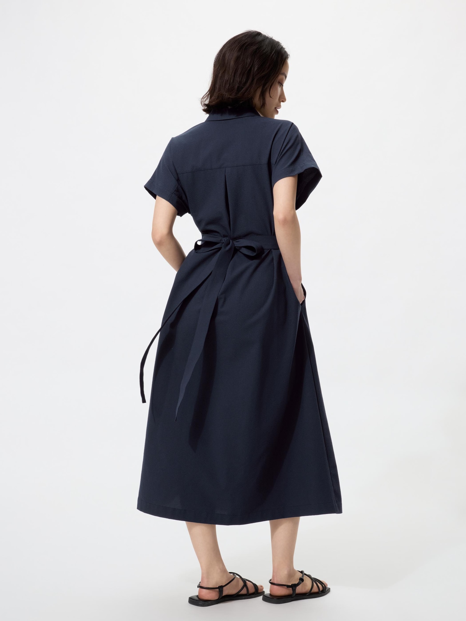 WOMEN シアサッカーシャツワンピース/丈短め | UNIQLO UNIFORM