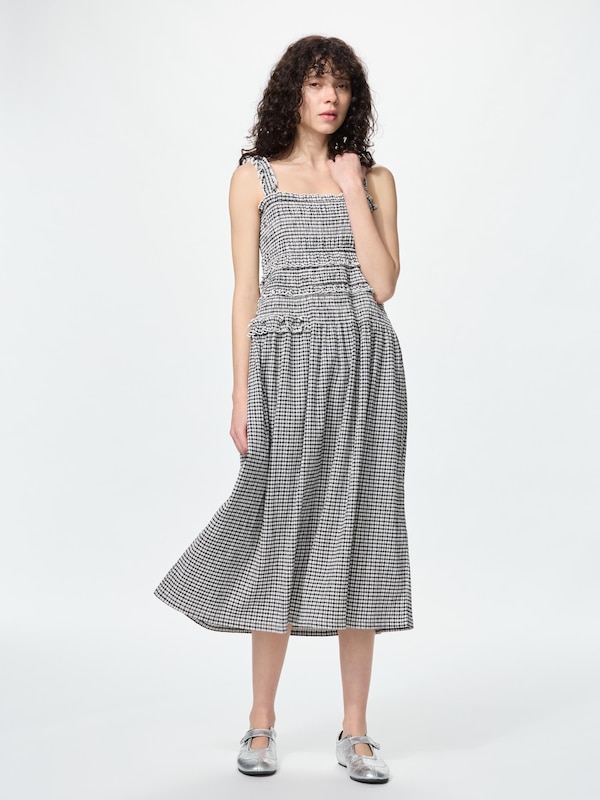 シャーリングワンピースノースリーブ