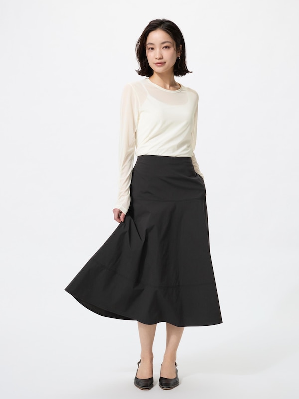 コットンナイロンサーキュラースカート/丈短め