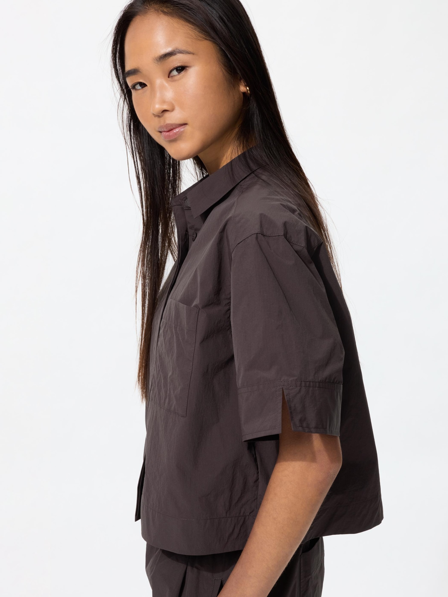 WOMEN ナイロンボクシーショートシャツ/5分袖 | UNIQLO UNIFORM