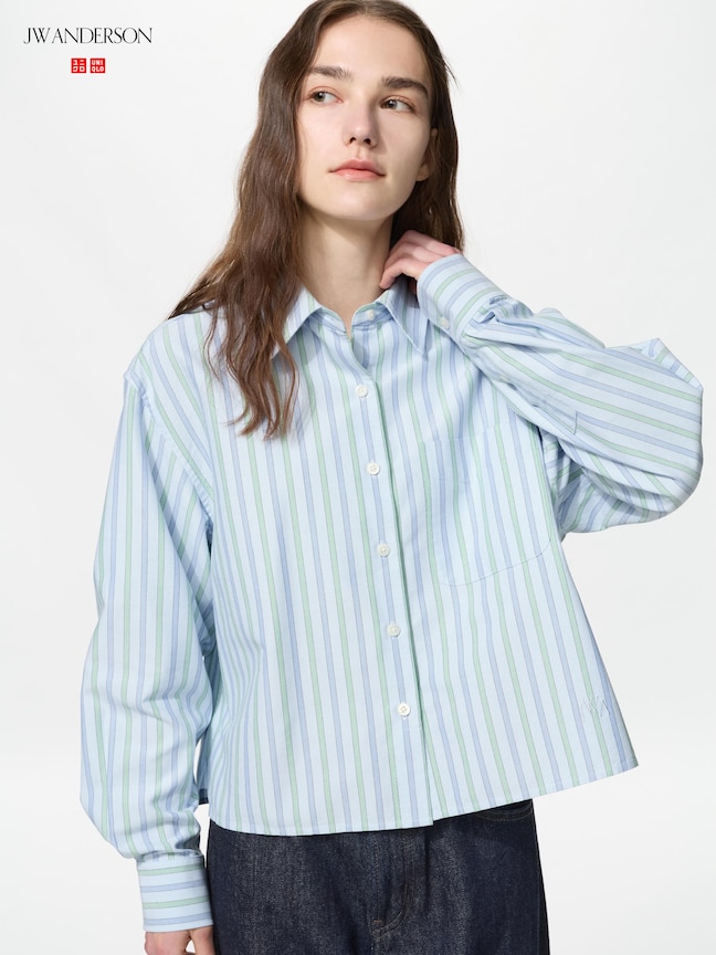 牛津條紋寬版襯衫(長袖)(UNIQLO and JW ANDERSON)