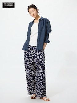 レーヨンプリントロングパンツ