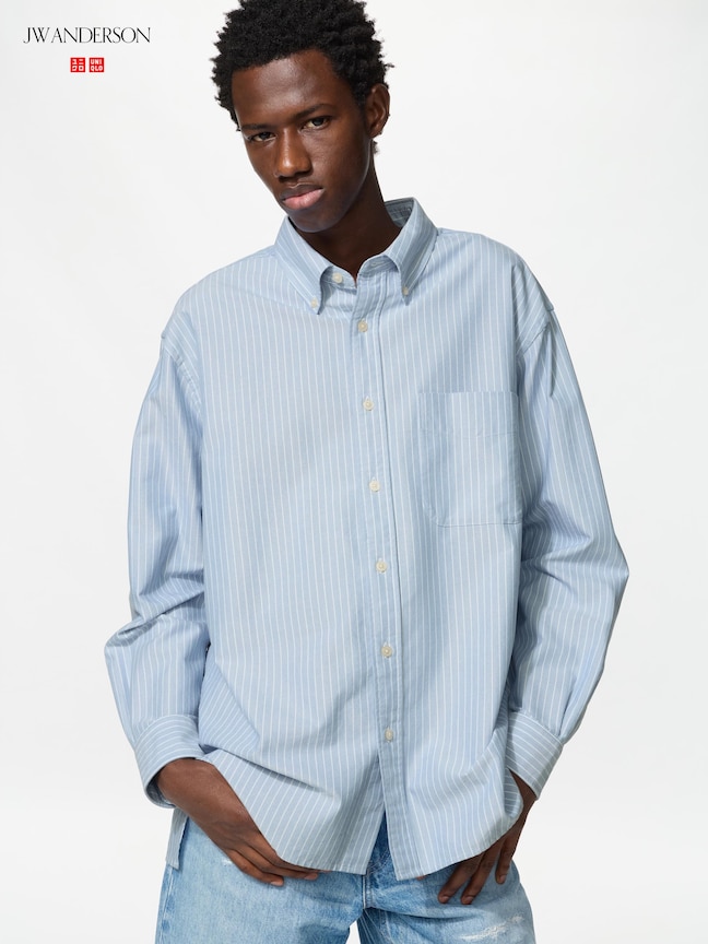 牛津寬版襯衫(長袖)(條紋)(UNIQLO and JW ANDERSON)
