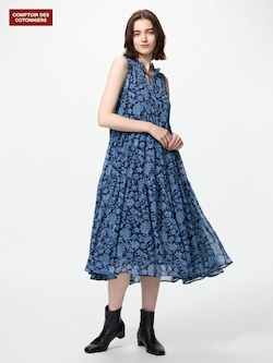 シフォンプリントロングワンピース