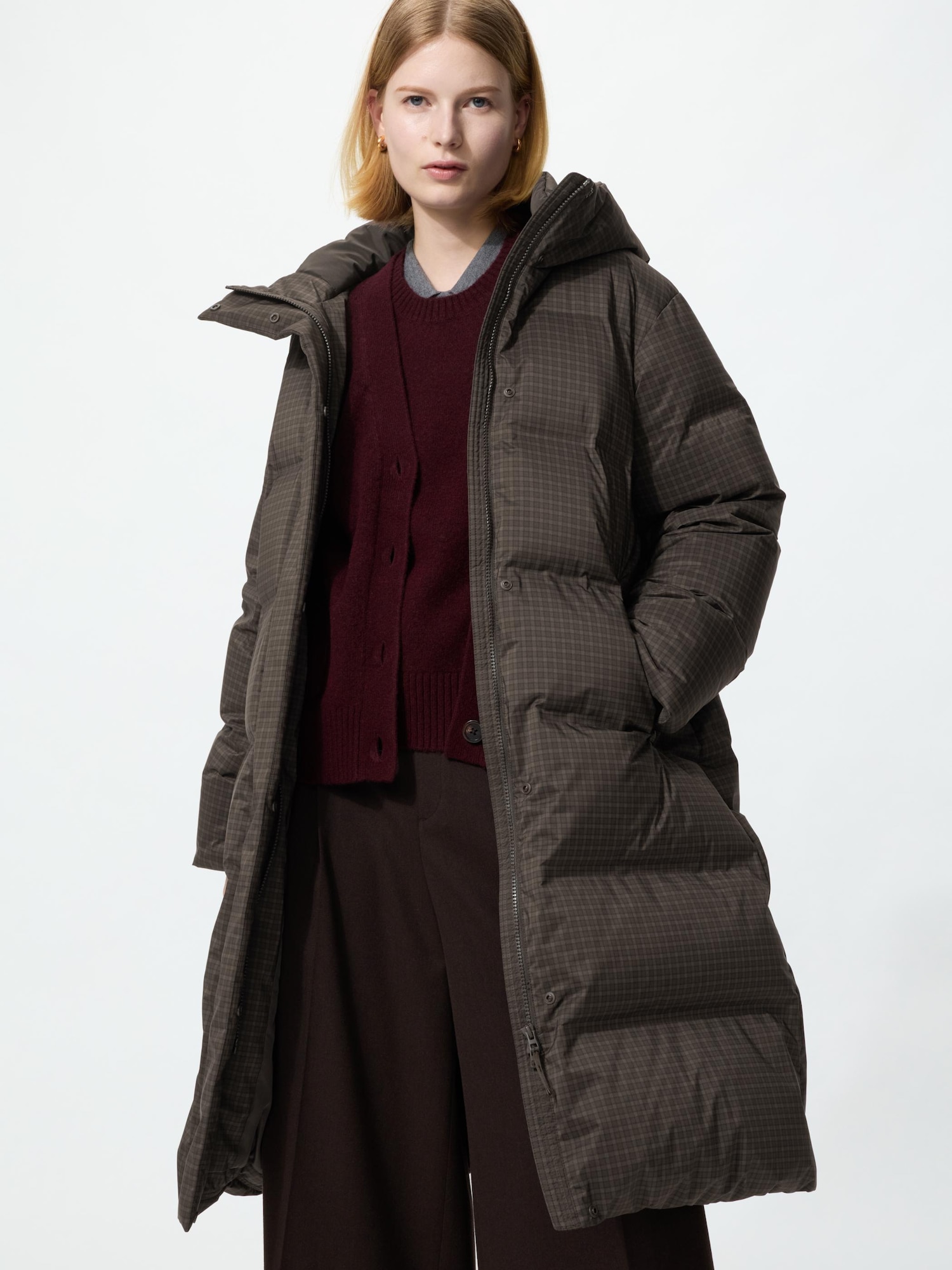 UNIQLO シームレスダウンコート ロング丈 ダークグリーン M ユニクロ公式 | シームレスダウンロングコート(レディース)