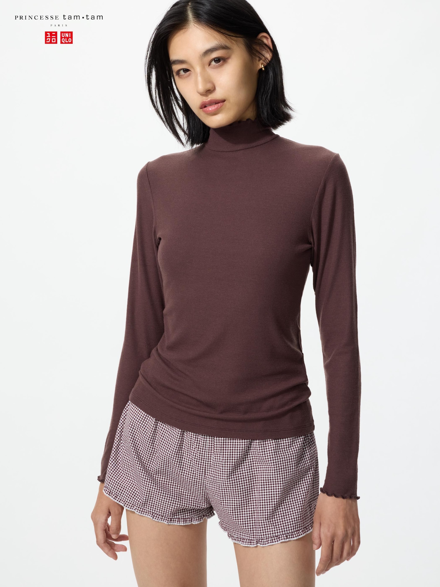 Uniqlo 捲邊羊絨混紡羅紋高領上衣/Heattech發熱衣系列