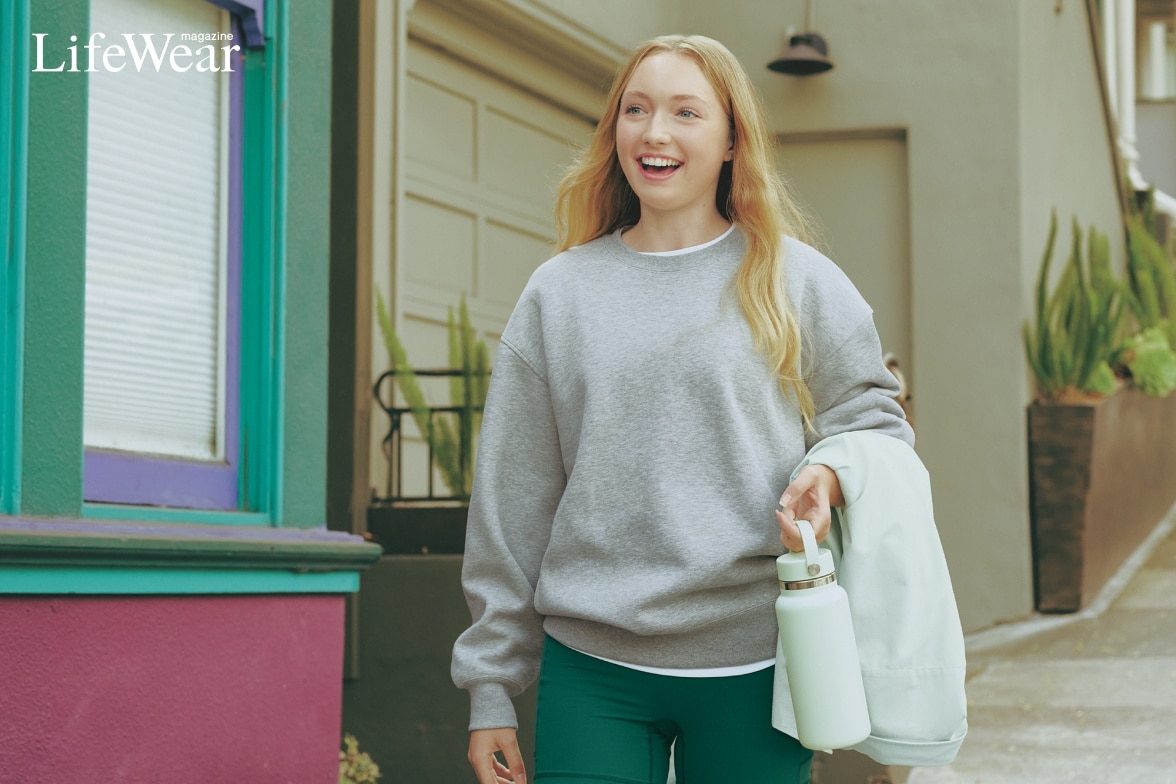 Kennedy Bartee wearing Oversized Sweatshirt, Ultra Stretch Active Biker Shorts and Oxford Oversized Shirt