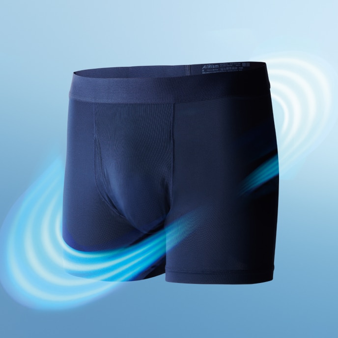 navy AIRism boxer briefs on an invisible mannequin