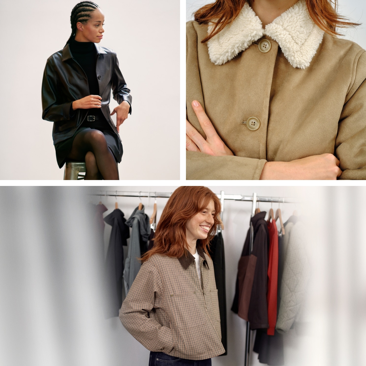 collage of three models wearing uniqlo jackets