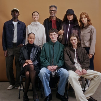 group shot of models wearing uniqlo outerwear