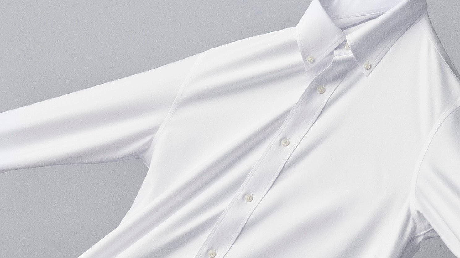 Super Non Iron Jersey shirt in white, stretched to show the jersey fabric