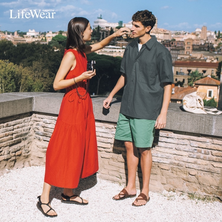 two models wearing linen clothing