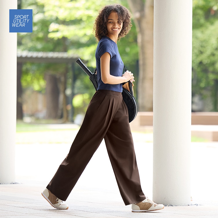 ユニクロ スポーツウェアセット ブラウン/ホワイト テニスウエア