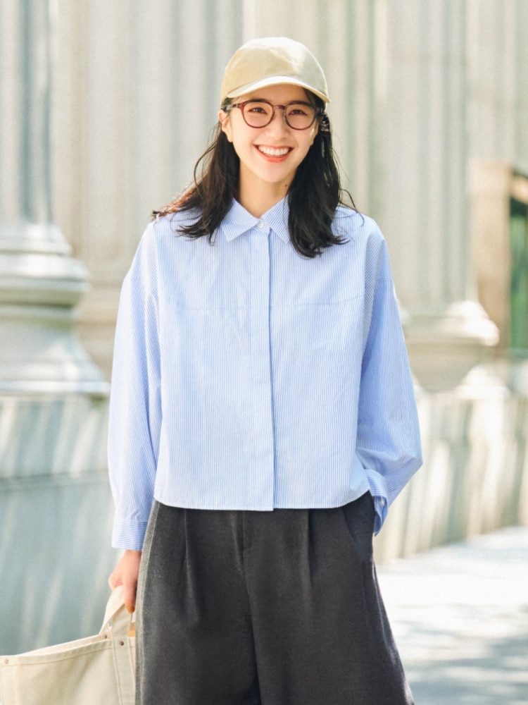 ブラウス シャツ Poplin shirt レディース SHEENA ブラウス シャツ ボタニカル柄オープンカラーシャツ