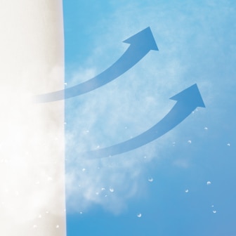 moisture being wicked away from the surface of fabric