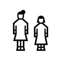 illustration of two models of different heights standing next to each other