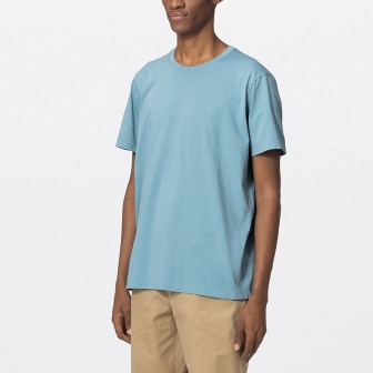 model wearing Supima Cotton T-Shirt in blue