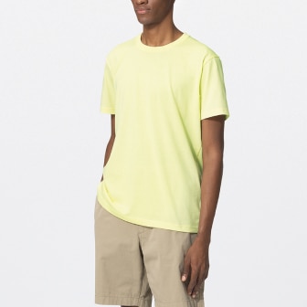model wearing DRY Colour Crew Neck T-Shirt in light yellow