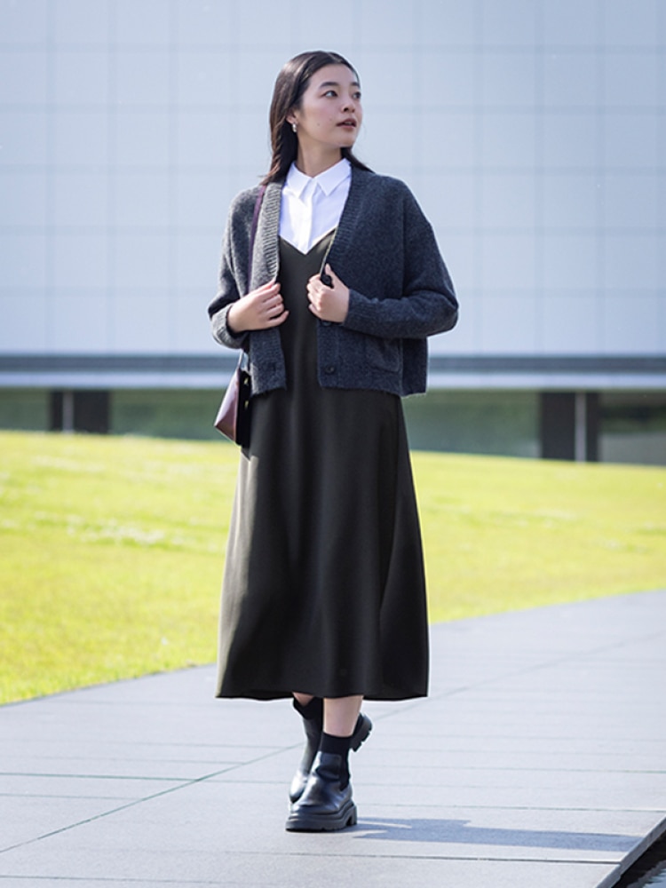 WOMEN サテンキャミソールワンピース