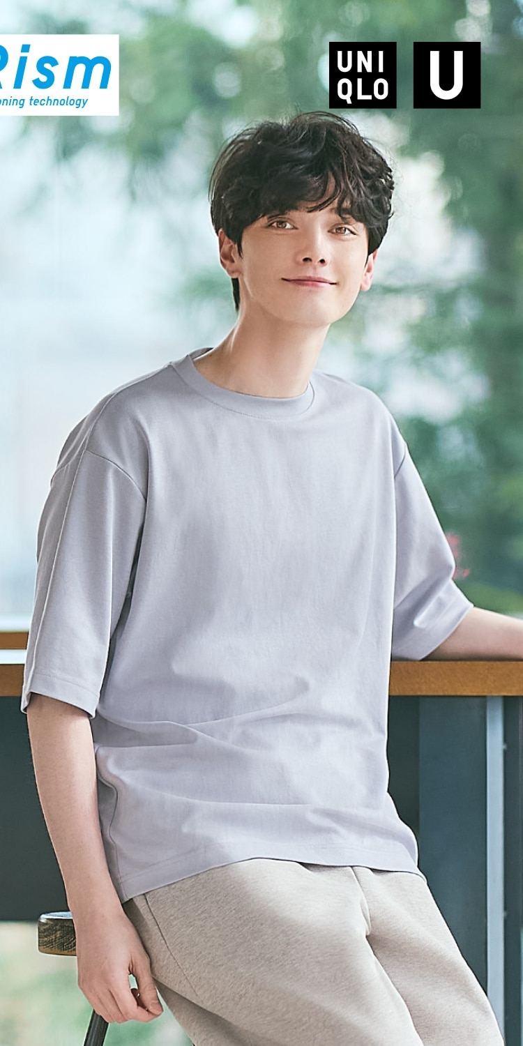 エアリズムコットンオーバーサイズTシャツ/5分袖