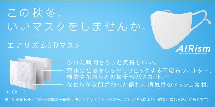 この秋冬、いいマスクをしませんか。エアリズム3Dマスク