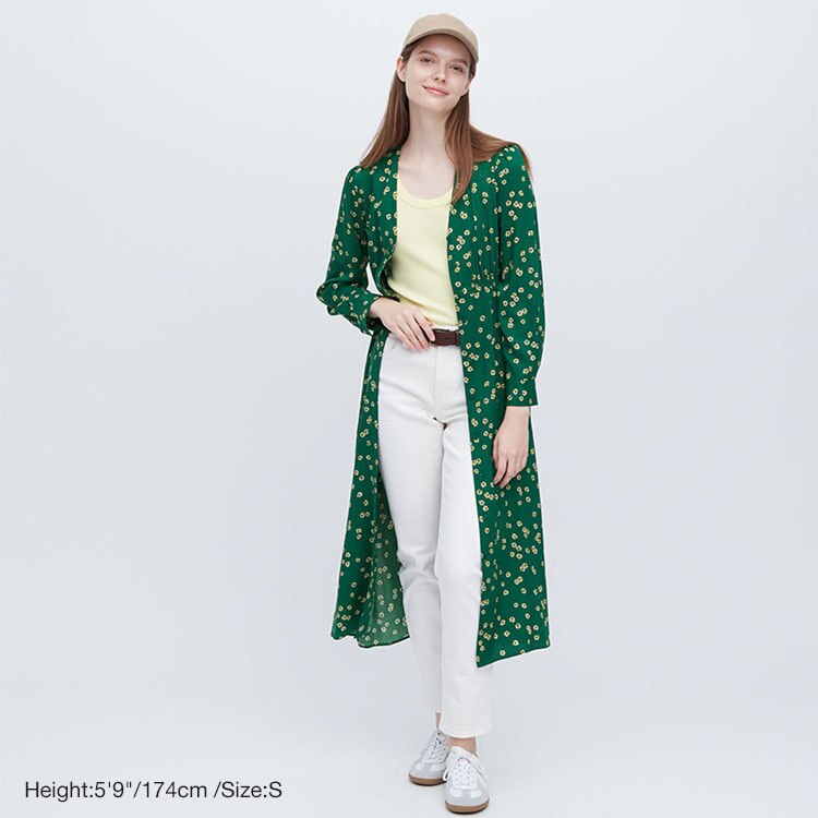 Printed V neck flare dress