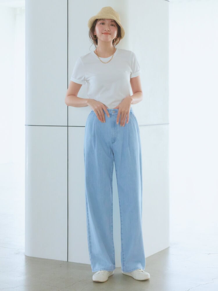 ドレープデニムタックパンツ