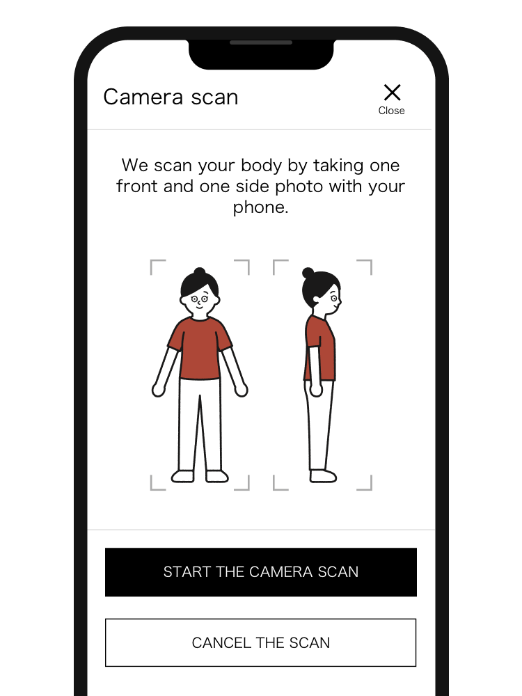 Use the “MySize CAMERA” to measure your size