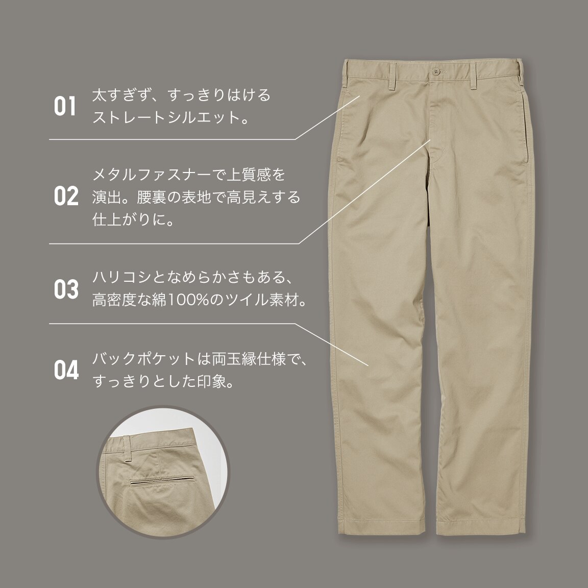 ワイドフィット チノパンツ