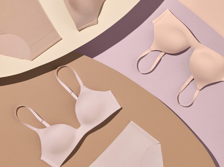 Images of brown bra, pink bra, beige bra