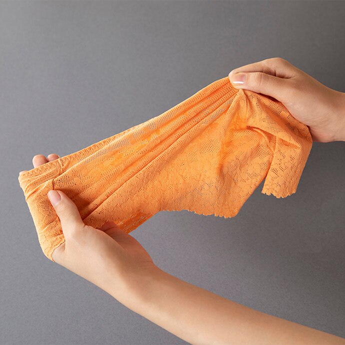 Soft, stretchy lace fabric.