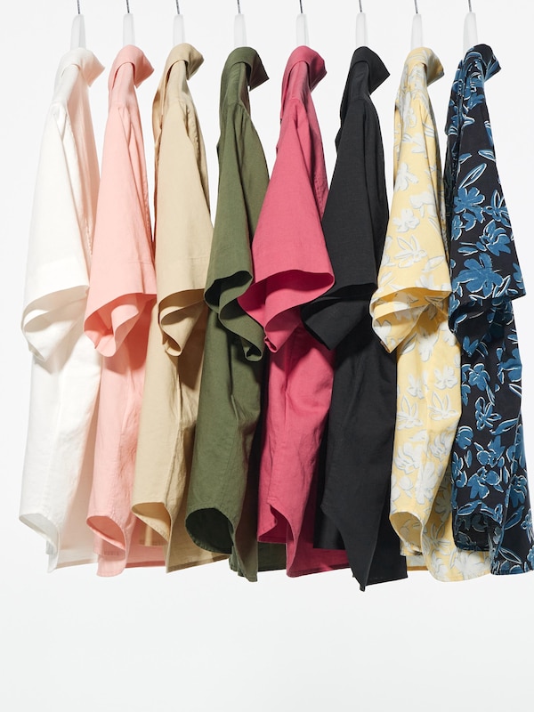 리넨블렌드오픈칼라셔츠(반팔)