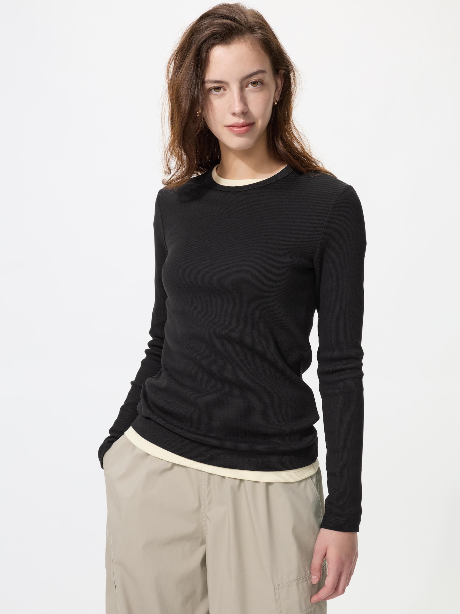 Футболка с длинным рукавом Uniqlo Soft Rib T