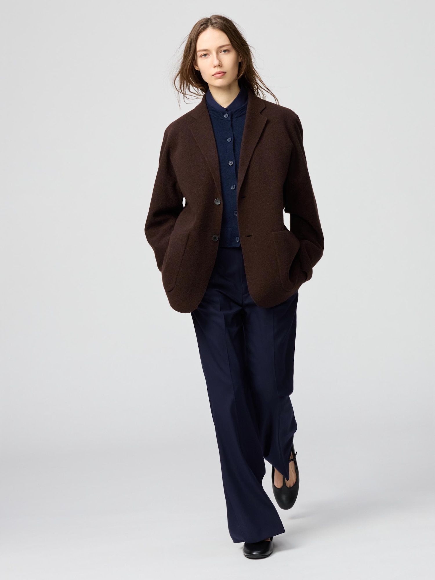 ユニクロC ニットジャケット　ダークブラウン　XS 新品未使用】UNIQLO ユニクロ C ニットジャケット ダークブラウン DARK