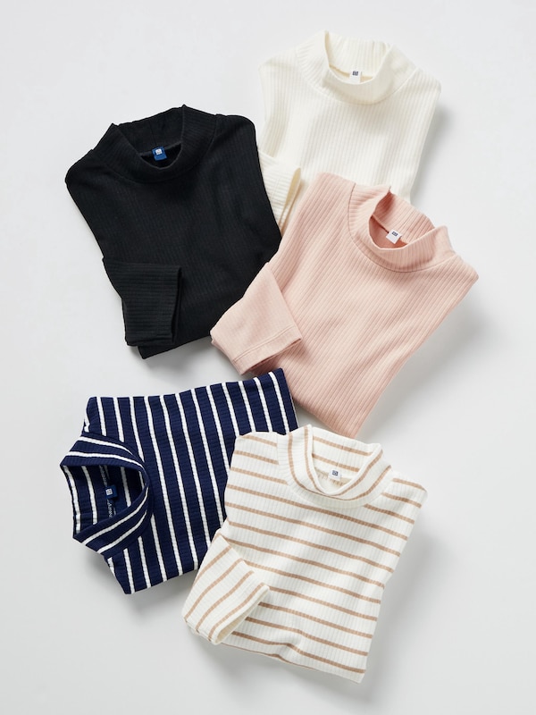 GIRLS히트텍립하이넥T(긴팔)스트라이프