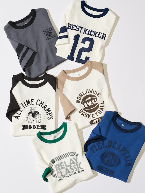 KIDS AIRism코튼그래픽크루넥T(래글런)